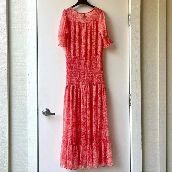MISA Los Angeles Parisa Maxi Dress - Coral Pink White Floral Pattern - Size S - Picture 5 of 12